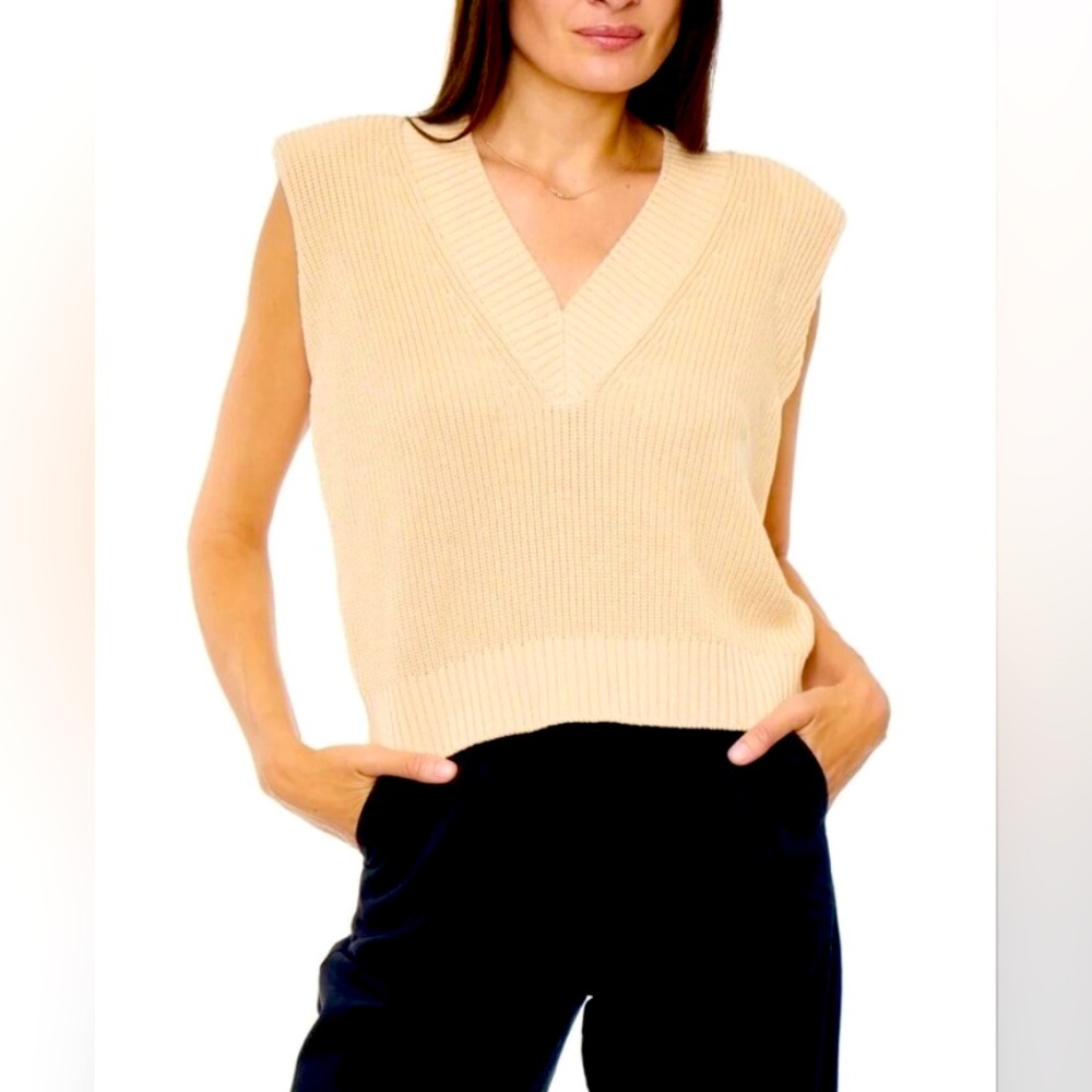 PISTOLA Warm Cream Knit Sweater Vest